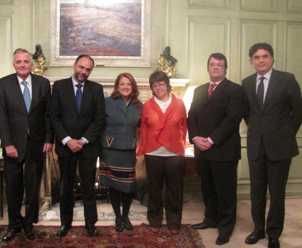 El Ministro Gatti, Marcelo Brignoni, la Embajadora Castro, Carloa Nin, Marcelo Gastaldi y Horacio Fernandez Palacio, en Embajada Argentina en Londres