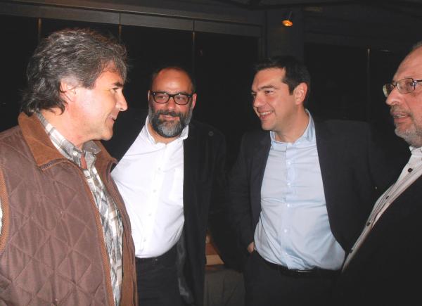 Irrazabal, Brignoni, Alexis Tsipras y Costas Isijos en la noche de hoy en Atenas