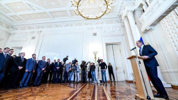 El ministro ruso de Exteriores, Serguéi Lavrov, se dirige en Moscú a diplomáticos por el caso Skripal